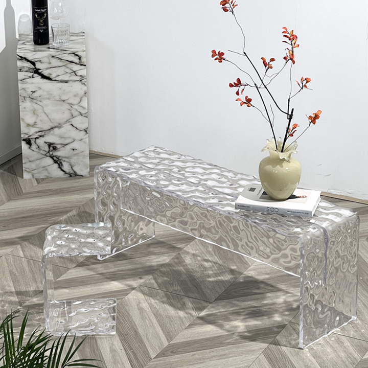Modern Luxury Rectangular Clear Acrylic Shoe Bench For Entryways