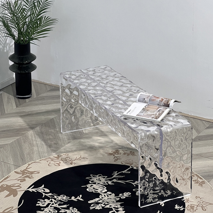 Modern Luxury Rectangular Clear Acrylic Shoe Bench For Entryways
