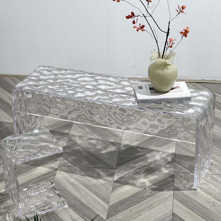 Modern Luxury Rectangular Clear Acrylic Shoe Bench For Entryways
