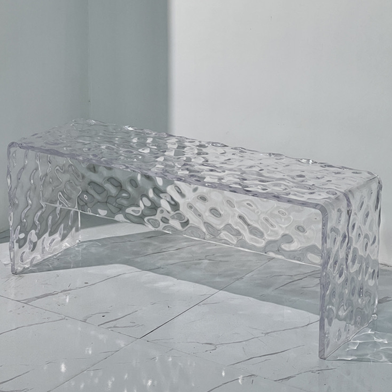Modern Luxury Rectangular Clear Acrylic Shoe Bench For Entryways