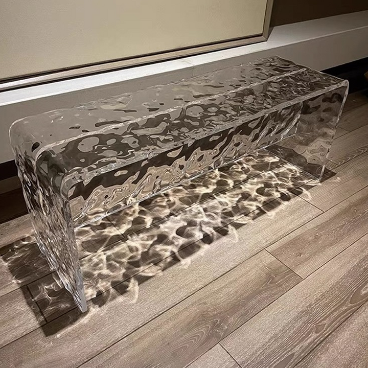 Modern Luxury Rectangular Clear Acrylic Shoe Bench For Entryways