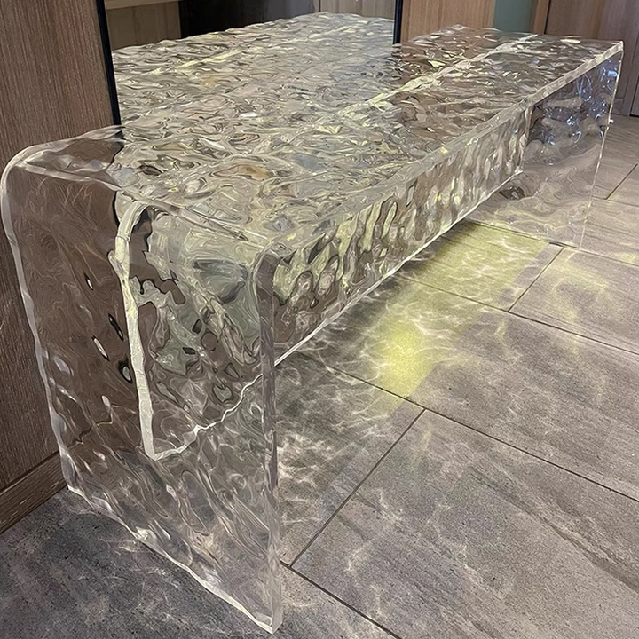 Modern Luxury Rectangular Clear Acrylic Shoe Bench For Entryways