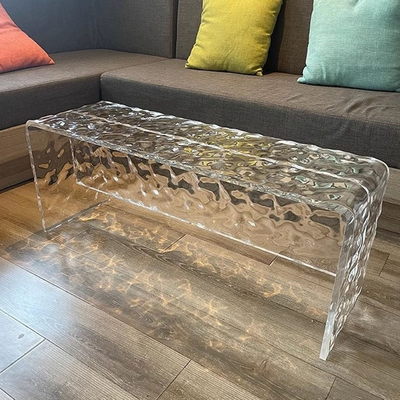 Modern Luxury Rectangular Clear Acrylic Shoe Bench For Entryways