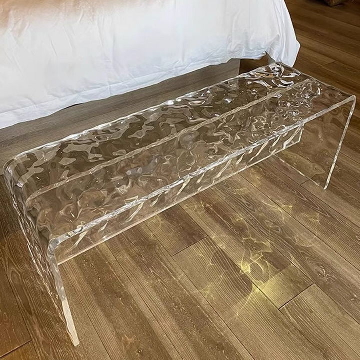 Modern Luxury Rectangular Clear Acrylic Shoe Bench For Entryways