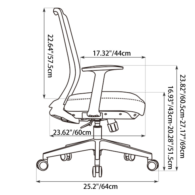 Modern Minimalist Mid-Back Ergonomic Desk Chair - Breathable Mesh Gaming Chair: Adjustable Lumbar Support Swivel Chair For Home Office