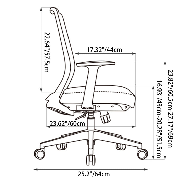 Modern Minimalist Mid-Back Ergonomic Desk Chair - Breathable Mesh Gaming Chair: Adjustable Lumbar Support Swivel Chair For Home Office