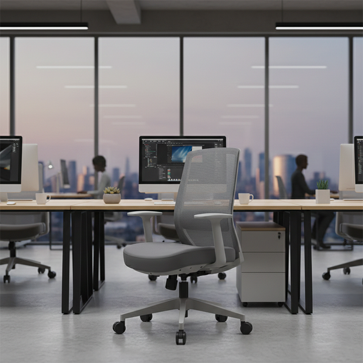 Modern Minimalist Mid-Back Desk Chair - Gray Ergonomic Gaming Chair: Breathable Mesh Swivel Office Chair For Home Office