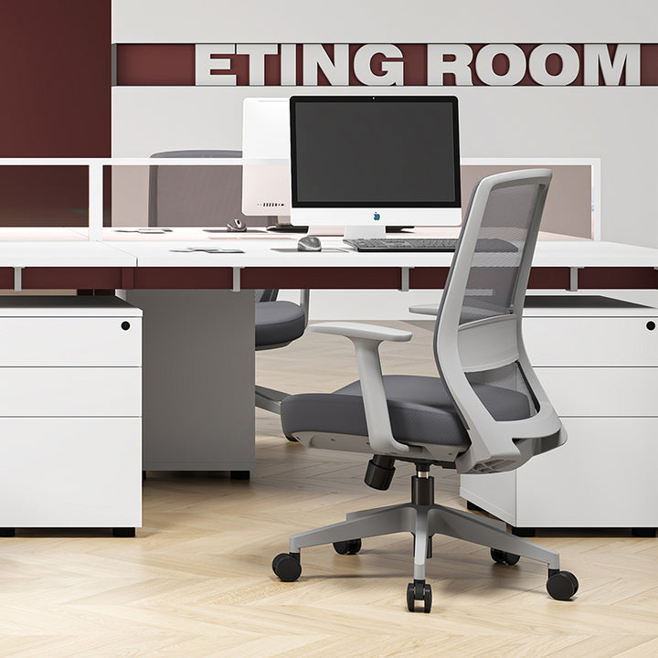 Modern Minimalist Mid-Back Desk Chair - Gray Ergonomic Gaming Chair: Breathable Mesh Swivel Office Chair For Home Office
