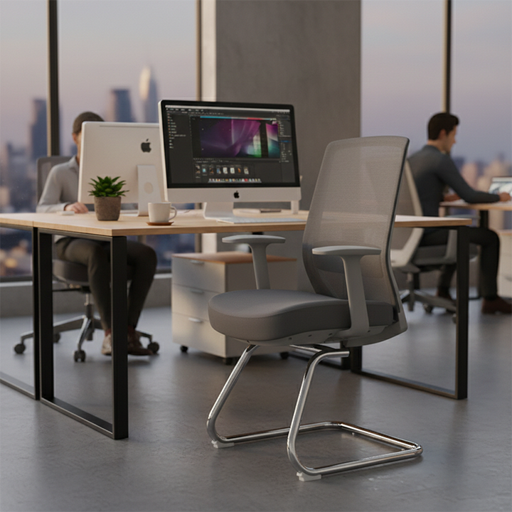 Modern Minimalist Executive Visitor Chair - Mesh Office Reception Chair: Breathable Ergonomic Desk Chair For Home Office