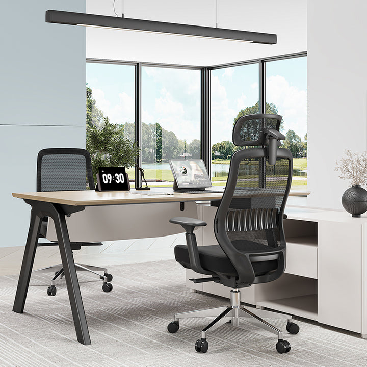 Modern Minimalist Black Executive Office Chair: Ergonomic Design-Swivel Height-Adjustable Gaming Chair For Home Office