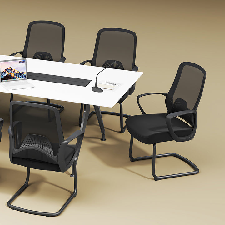 Modern Minimalist Executive Visitor Chair: Black Mesh Desk Chair - Ergonomic Backrest Office Chair For Home Office