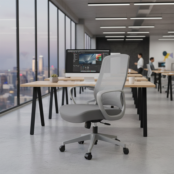 Modern Minimalist Mid-Back Desk Chair: Ergonomic Gaming Chair - Adjustable Headrest & Lumbar Support Swivel Chair For Home Office