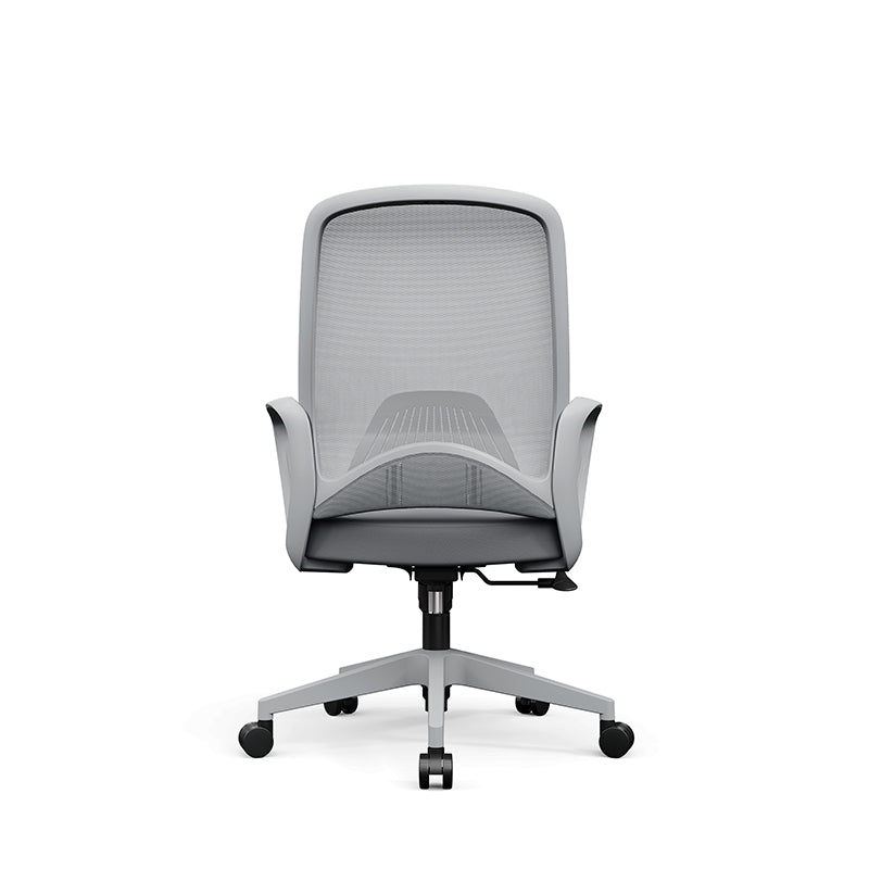 Moderner minimalistischer Schreibtischstuhl mit mittelhoher Rückenlehne: Ergonomischer Gaming-Stuhl – Drehstuhl mit verstellbarer Kopfstütze &amp; Lendenwirbelstütze fürs Homeoffice 