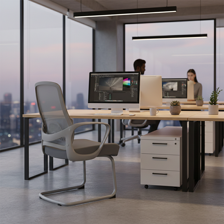 Modern Minimalist Executive Reception Chair: Breathable Mesh Gaming Chair - Ergonomic Swivel Desk Chair For Home Office