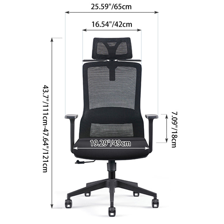 Modern Minimalist High-Back Black Desk Chair: Height-Adjustable Headrest - Ergonomic Swivel Gaming Chair For Home Office