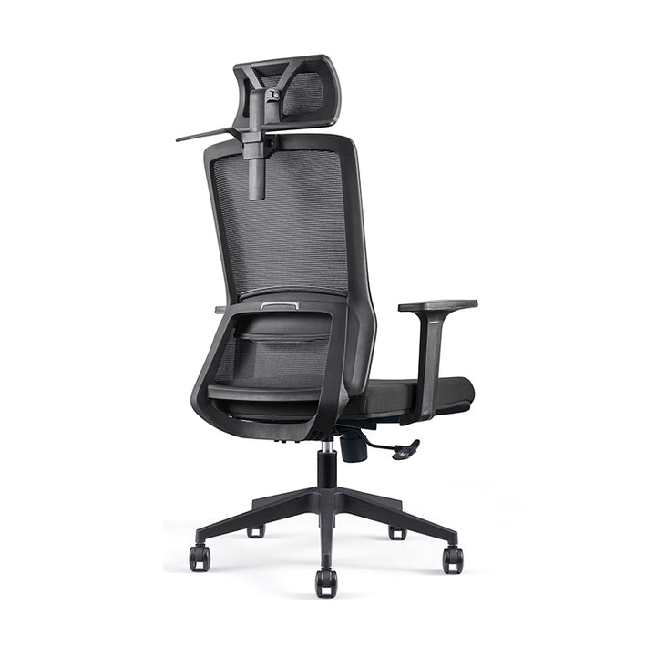 Moderner minimalistischer schwarzer Schreibtischstuhl mit hoher Rückenlehne: höhenverstellbare Kopfstütze – ergonomischer drehbarer Gaming-Stuhl fürs Homeoffice 