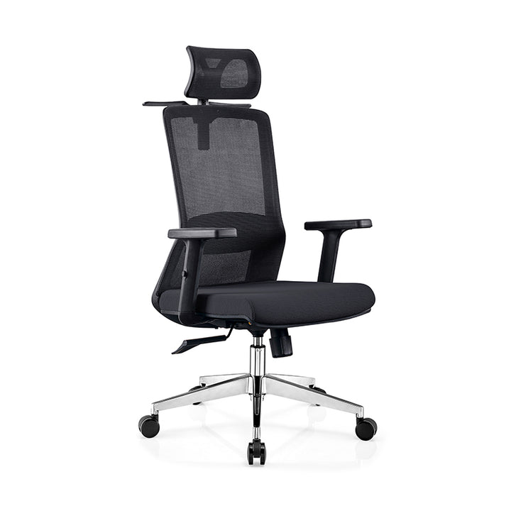 Modern Minimalist Black High-Back Desk Chair: Height-Adjustable 2D Armrests - Ergonomic Gaming Chair For Home Office
