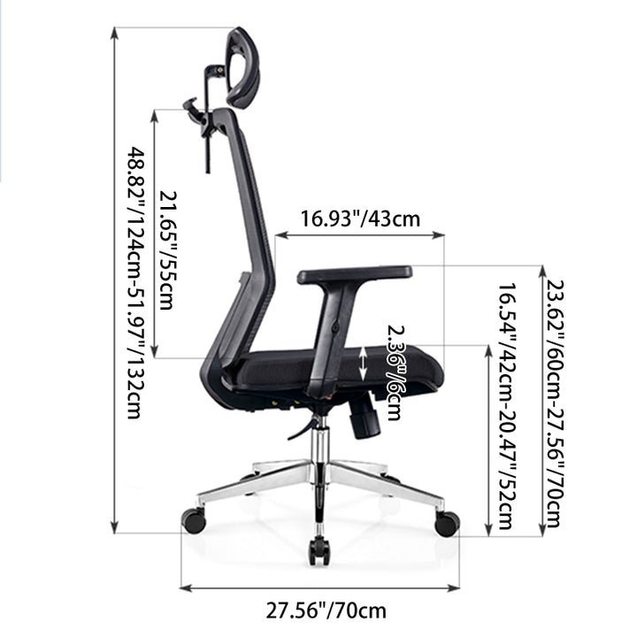Modern Minimalist Black High-Back Desk Chair: Height-Adjustable 2D Armrests - Ergonomic Gaming Chair For Home Office
