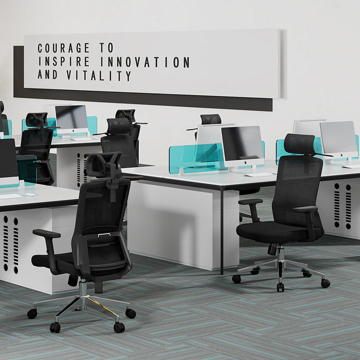 Modern Minimalist Black High-Back Desk Chair: Height-Adjustable 2D Armrests - Ergonomic Gaming Chair For Home Office