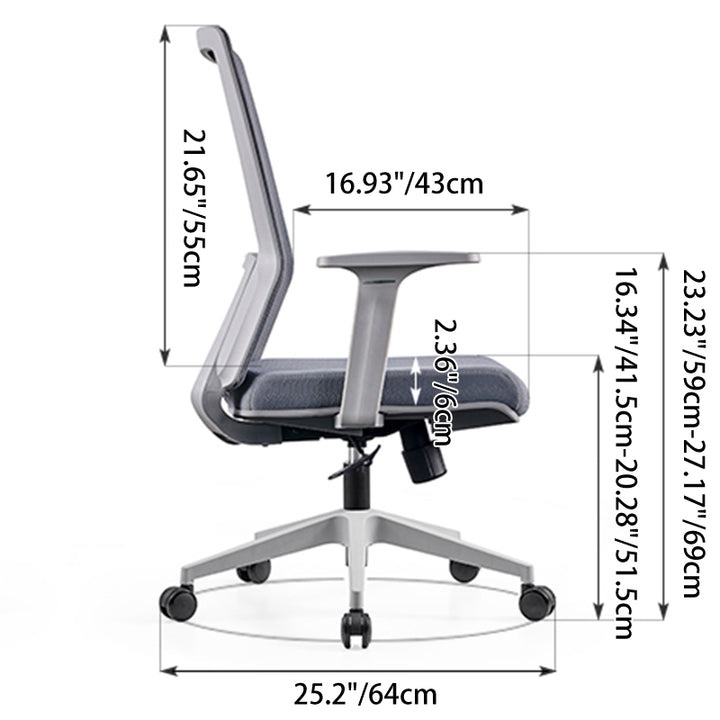 Modern Minimalist Mid-Back Mesh Desk Chair: Ergonomic Design - Swivel Height-Adjustable Gaming Chair For Home Office