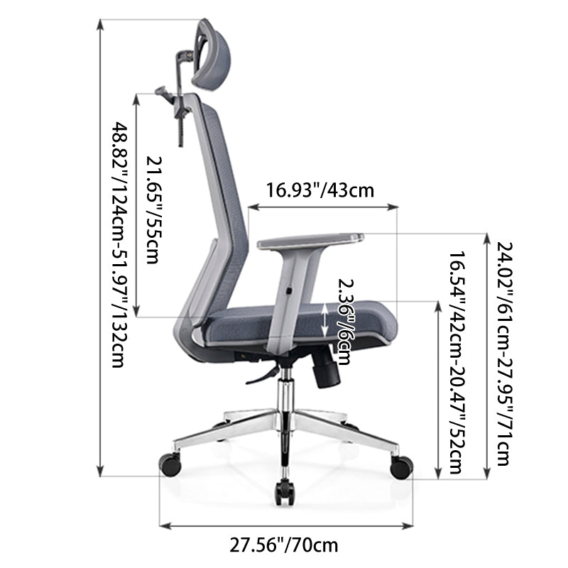 Modern Minimalist High-Back Mesh Desk Chair: Adjustable Headrest With Coat Rack - Ergonomic Swivel Gaming Chair For Home Office