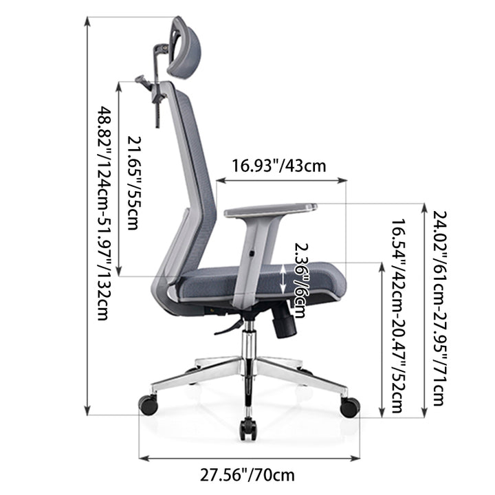 Modern Minimalist High-Back Mesh Desk Chair: Adjustable Headrest With Coat Rack - Ergonomic Swivel Gaming Chair For Home Office