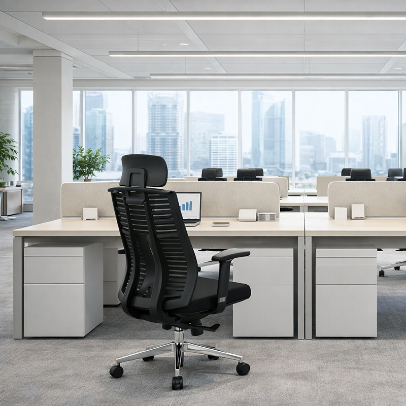 Moderner minimalistischer Schreibtischstuhl mit hoher Rückenlehne aus Mesh: quadratisch-konischer Fuß aus Aluminiumlegierung – ergonomischer drehbarer Gaming-Stuhl fürs Homeoffice 