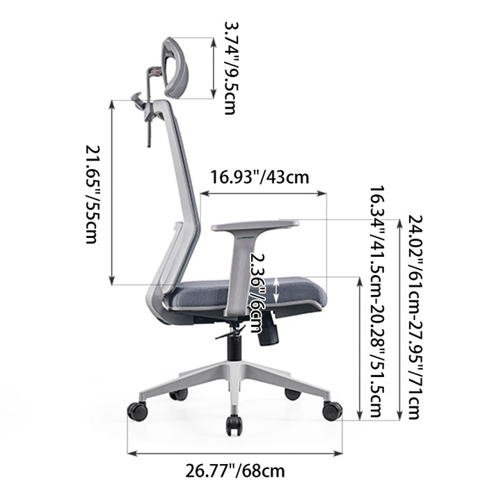 Modern Minimalist Ergonomic High-Back Desk Chair: Height-Adjustable Headrest &amp; Coat Hook - Breathable Mesh Fabric Gaming Chair For Home Office