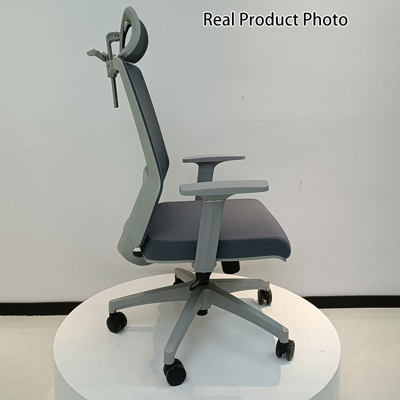 Modern Minimalist Ergonomic High-Back Desk Chair: Height-Adjustable Headrest &amp; Coat Hook - Breathable Mesh Fabric Gaming Chair For Home Office