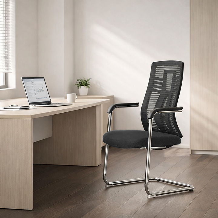 Black Minimalist Executive Guest Desk Chair: Ergonomic Design - Modern Breathable Mesh Gaming Chair For Home Office