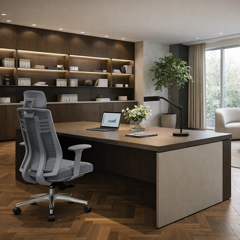 Moderner minimalistischer ergonomischer Schreibtischstuhl mit hoher Rückenlehne: 4D-Armlehnen - Gaming-Stuhl mit verstellbarer Lendenwirbelstütze fürs Homeoffice 