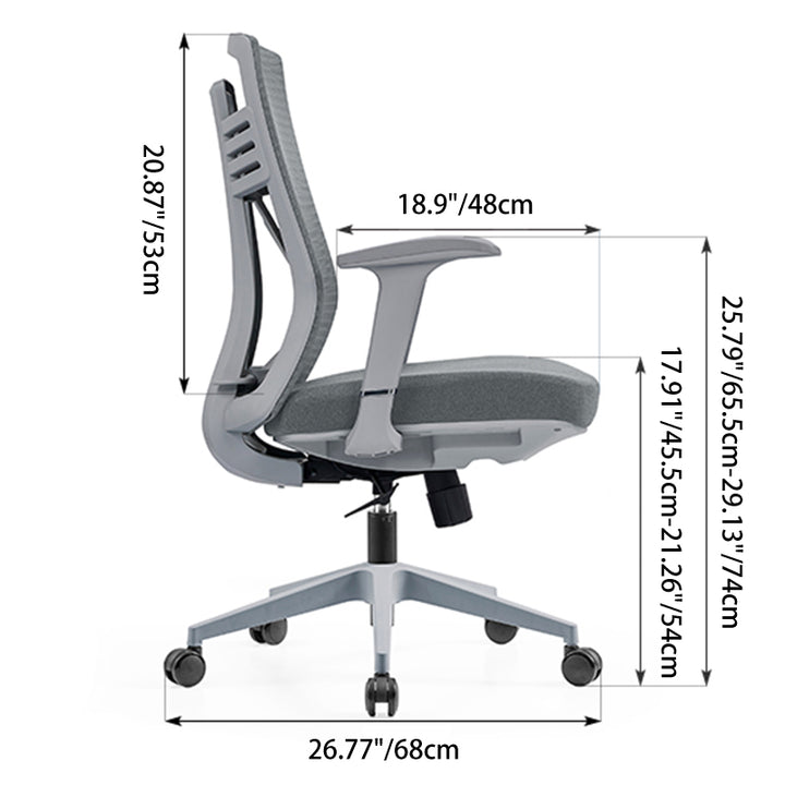 Modern Ergonomic Mid-Back Desk Chair: Breathable Mesh &amp; Lumbar Support - Minimalist Gaming Chair For Home Office