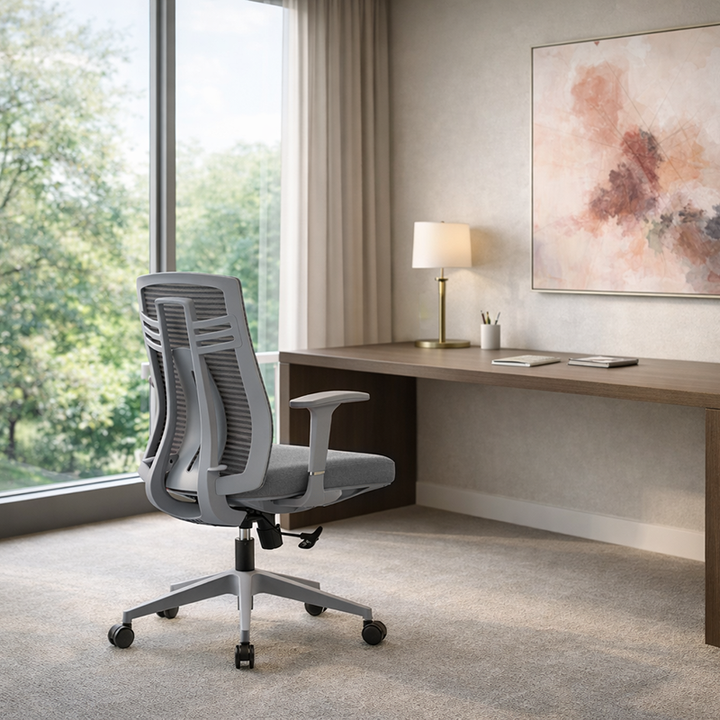 Modern Ergonomic Mid-Back Desk Chair: Breathable Mesh & Lumbar Support - Minimalist Gaming Chair For Home Office