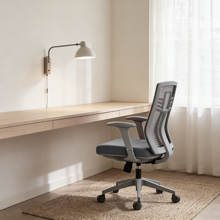Modern Ergonomic Mid-Back Desk Chair: Breathable Mesh & Lumbar Support - Minimalist Gaming Chair For Home Office