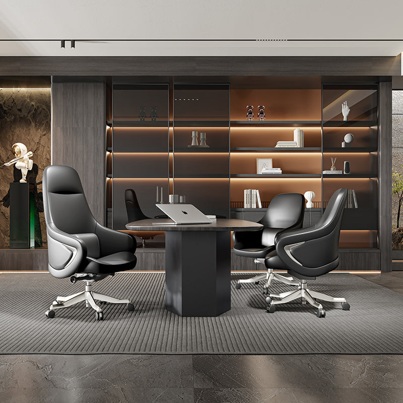 Moderner ergonomischer Deluxe-Chefsessel: Kunstleder mit Silikonbeschichtung – Minimalistischer Bürostuhl fürs Homeoffice 