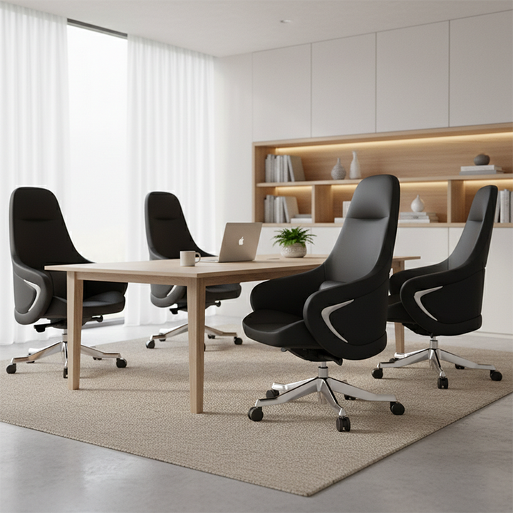 Moderner ergonomischer Deluxe-Chefsessel: Kunstleder mit Silikonbeschichtung – Minimalistischer Bürostuhl fürs Homeoffice 