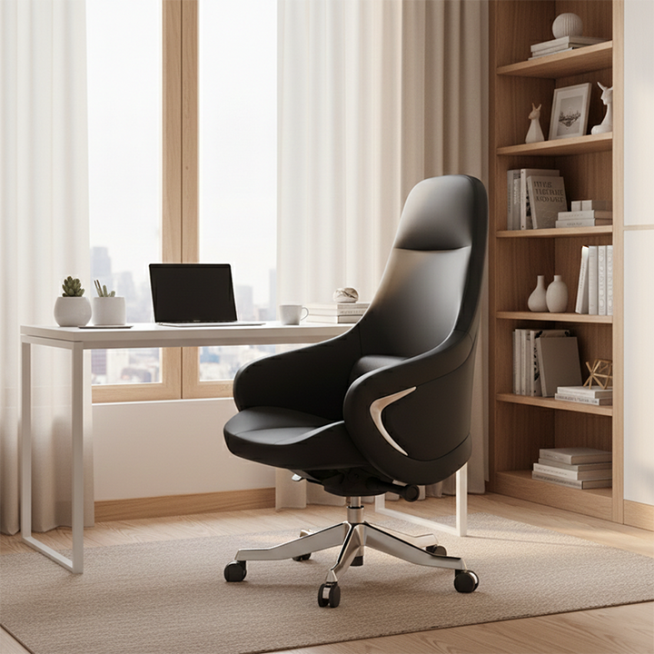 Modern Ergonomic Deluxe Executive Desk Chair: Silicone-Coated Faux Leather - Minimalist Office Chair For Home Office