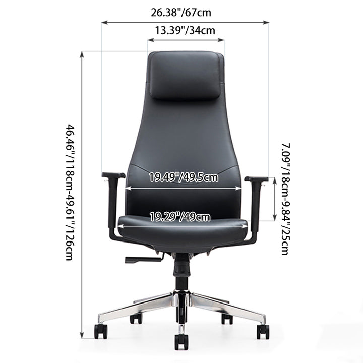 High-End Executive Leather Desk Chair: Modern Minimalist Style - Ergonomic High-Back Office Chair For Home Office