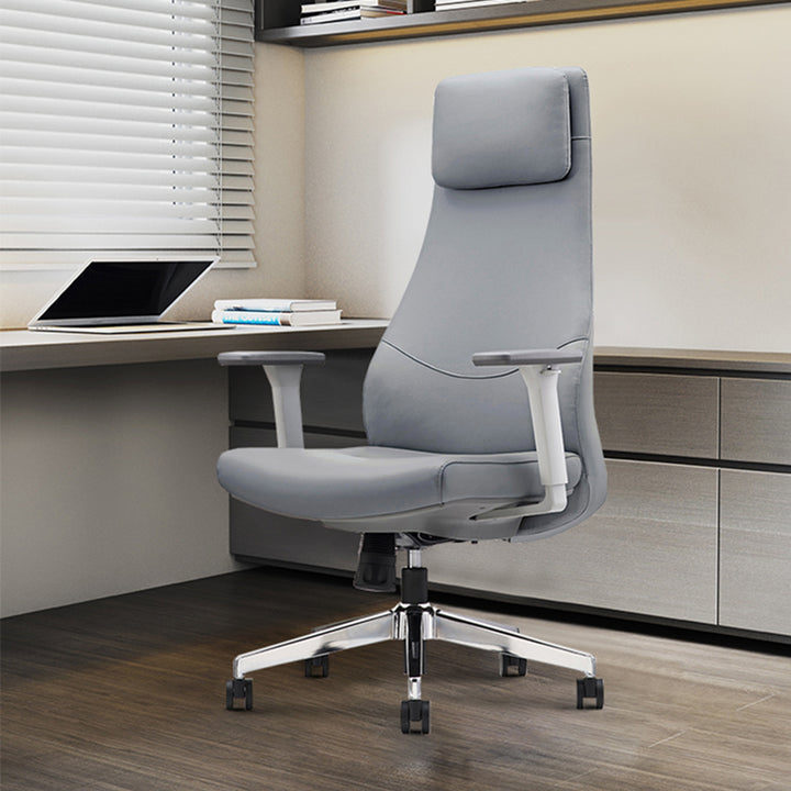 High-End Executive Leather Desk Chair: Modern Minimalist Style - Ergonomic High-Back Office Chair For Home Office