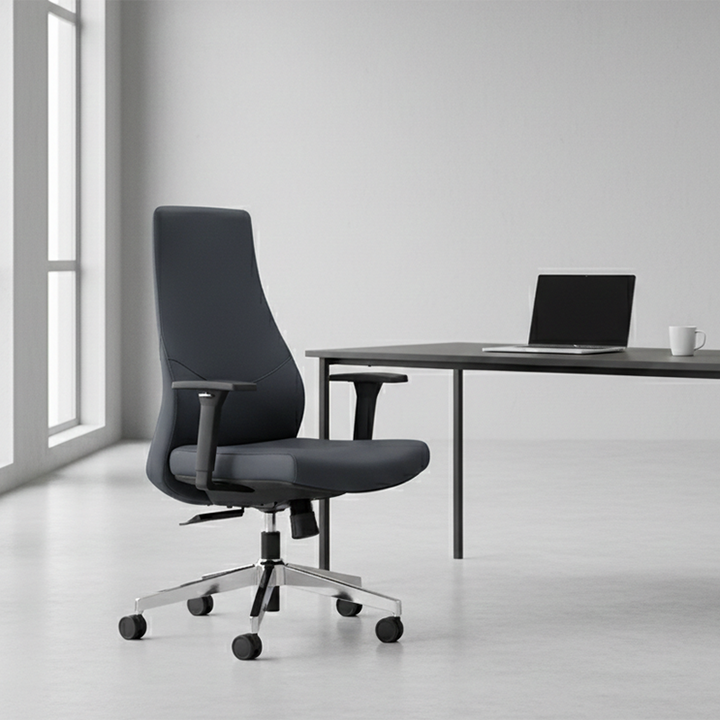 Modern Minimalist Mid-Back Reception Desk Chair: Faux Leather/Cowhide Leather Contact Surface - Ergonomic Office Chair For Home Office
