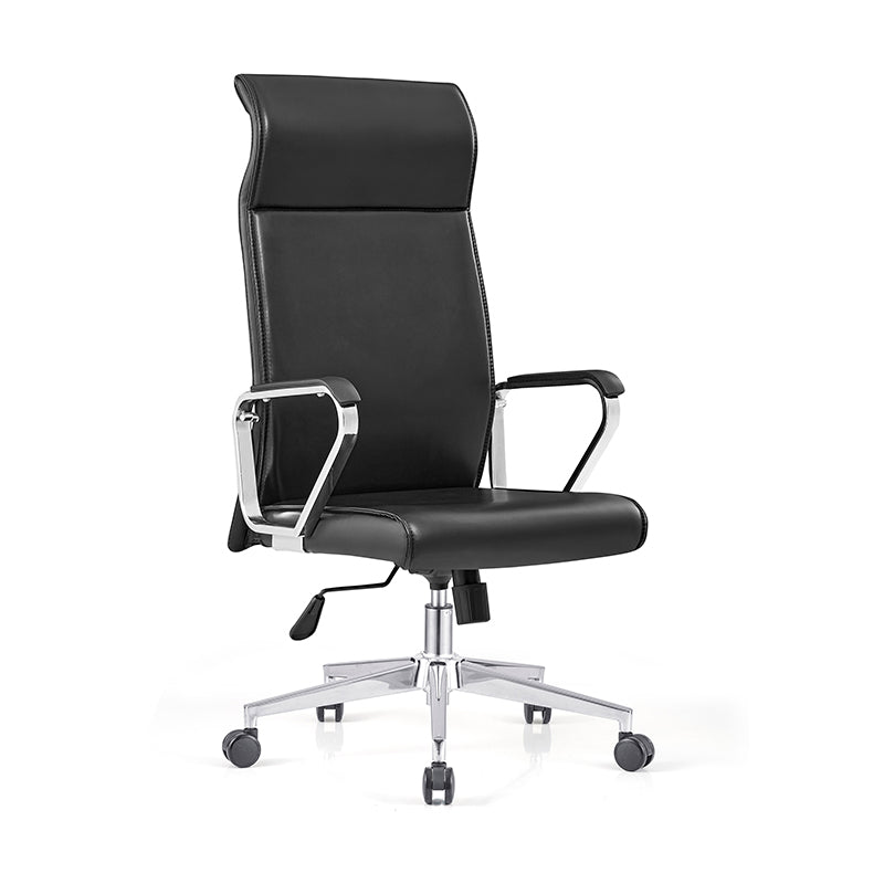 Moderner minimalistischer Schreibtischstuhl mit hoher Rückenlehne: Kunstleder – ergonomischer Bürostuhl fürs Homeoffice 