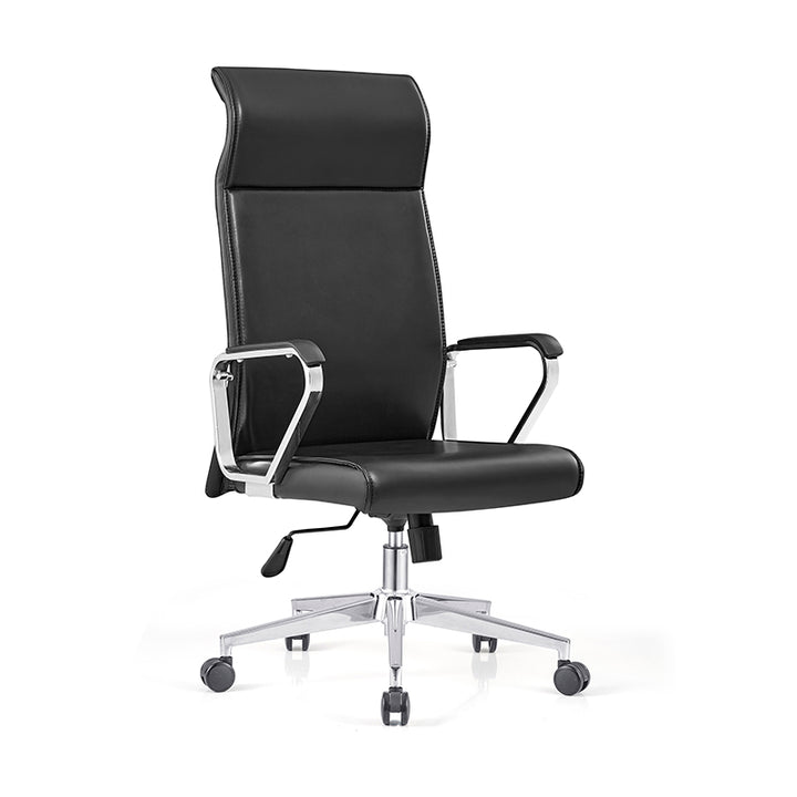 Moderner minimalistischer Schreibtischstuhl mit hoher Rückenlehne: Kunstleder – ergonomischer Bürostuhl fürs Homeoffice 