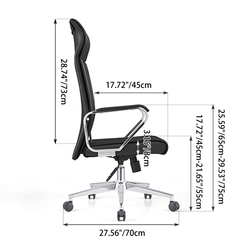Moderner minimalistischer Schreibtischstuhl mit hoher Rückenlehne: Kunstleder – ergonomischer Bürostuhl fürs Homeoffice 
