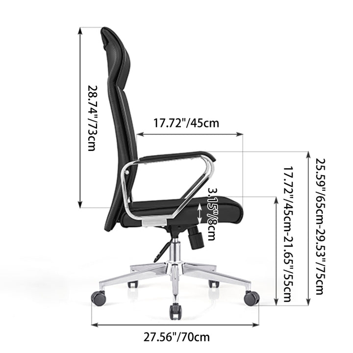 Moderner minimalistischer Schreibtischstuhl mit hoher Rückenlehne: Kunstleder – ergonomischer Bürostuhl fürs Homeoffice 