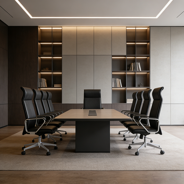 Moderner minimalistischer Schreibtischstuhl mit hoher Rückenlehne: Kunstleder – ergonomischer Bürostuhl fürs Homeoffice 