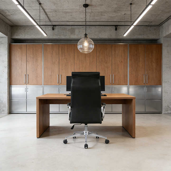 Modern Minimalist High-Back Desk Chair: Faux Leather - Ergonomic Business Office Chair For Home Office