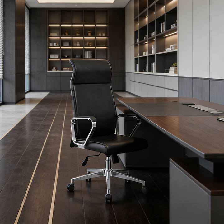 Modern Minimalist High-Back Desk Chair: Faux Leather - Ergonomic Business Office Chair For Home Office