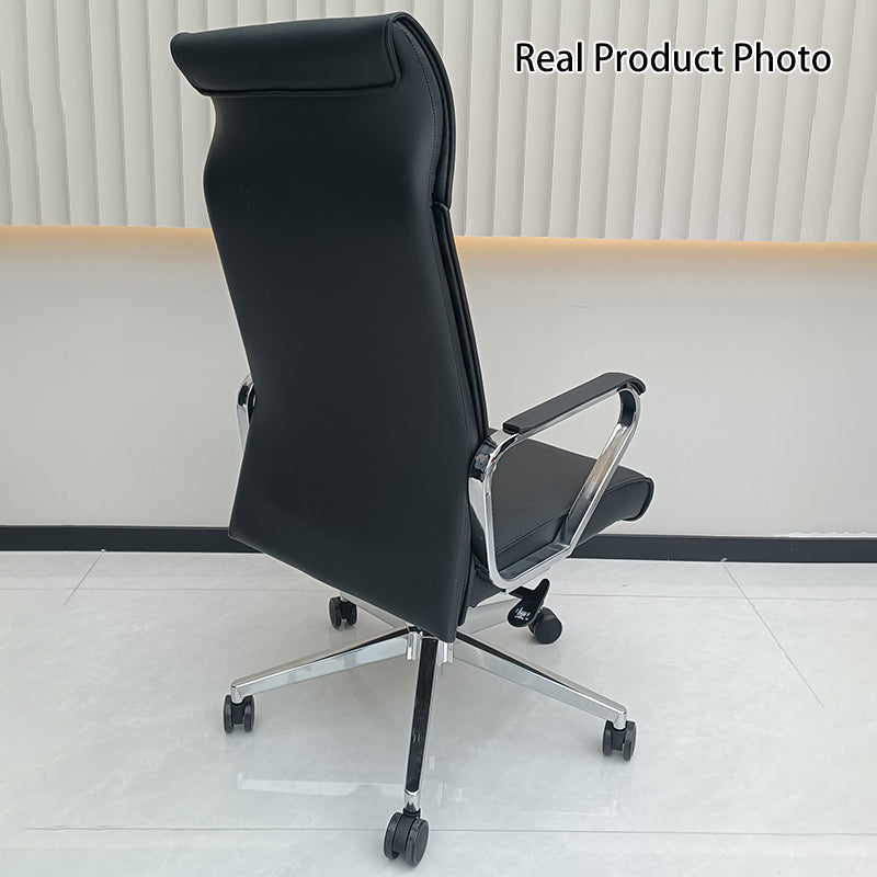 Moderner minimalistischer Schreibtischstuhl mit hoher Rückenlehne: Kunstleder – ergonomischer Bürostuhl fürs Homeoffice 