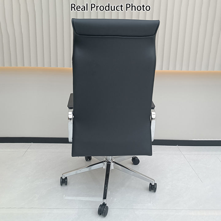 Moderner minimalistischer Schreibtischstuhl mit hoher Rückenlehne: Kunstleder – ergonomischer Bürostuhl fürs Homeoffice 