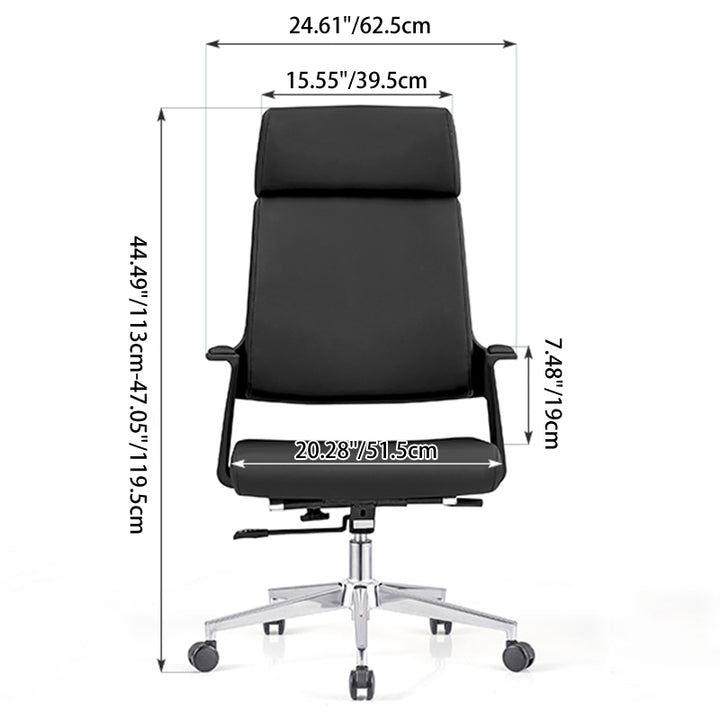 Modern Minimalist High-Back Desk Chair:  Faux Leather Executive Chair - Ergonomic Office Chair For Home Office